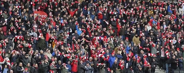 5, 000-Strong Bristol City Fans Display Unified Support with Scarves at MK Dons Match, Sky Bet League One