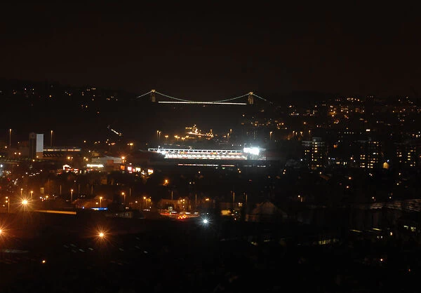Ashton Gate Illuminated: A Nighttime Glance at Bristol City's Football Stadium