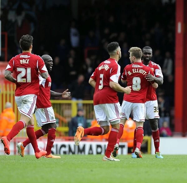 Bristol City Celebrates Wade Elliott's Goal Against Preston North End, Sky Bet League One, 2014