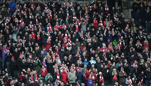 Bristol City Fans in Action at Stadium MK during MK Dons vs. Bristol City Football Match, Sky Bet League One