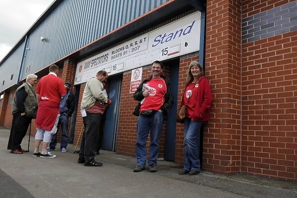 Bristol City Fans Gather Outside Spotland Stadium Ahead of Rochdale Match, 2014