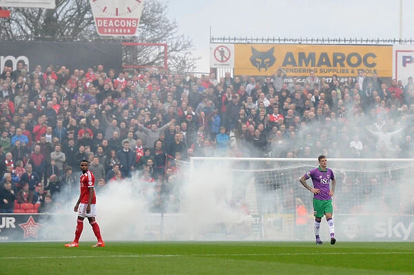 Bristol City Fans Unleash Smoke at Swindon Town's County Ground During Sky Bet League One Match