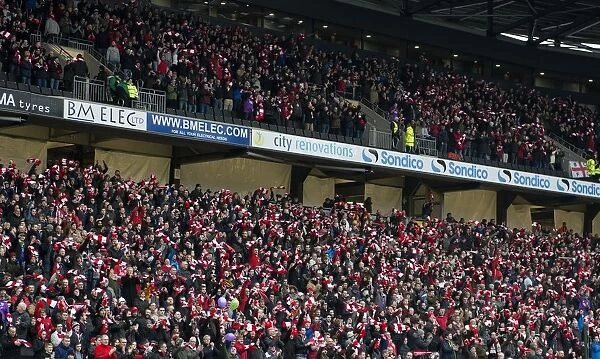 Bristol City Fans Wave Scarves at MK Dons Match, February 2015