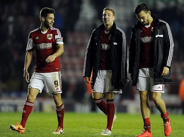 Bristol City: Sam Baldock Shares a Light-Hearted Moment with Teammates During Training, 15th March 2014