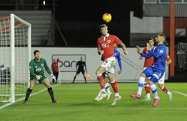 Bristol City's Aden Flint Saves Goal in Johnstones Paint Trophy Final Leg Against Gillingham (29 January 2015)