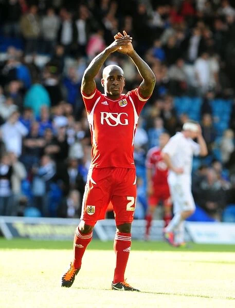 Bristol City's Jamal Campbell-Ryce Shows Appreciation to Traveling Fans at Leeds United (16-09-2011)