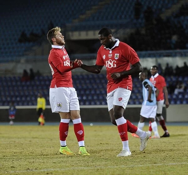 Bristol City's Jay Emmanuel-Thomas and Wes Burns Celebrate Goal during Botswana Tour 2014