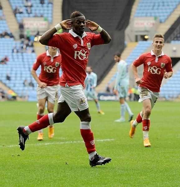 Bristol City's Kieran Agard Celebrates Goal Against Coventry City, Sky Bet League One Rivalry at Ricoh Arena