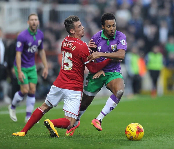 Bristol City's Korey Smith Fouled by Swindon Town's Harry Toffolo in Swindon Town vs. Bristol City Football Match, Sky Bet League One