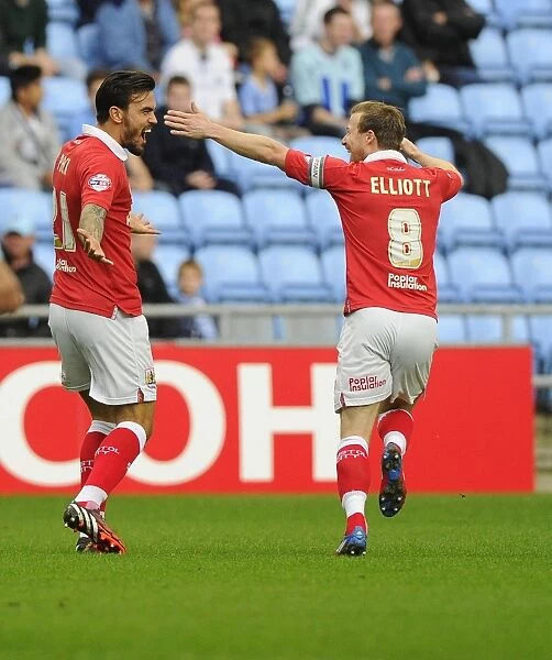Bristol City's Marlon Pack and Wade Elliott Celebrate Goal Against Coventry City, Sky Bet League One, Ricoh Arena - October 18, 2014