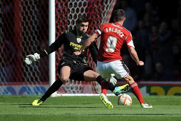 Bristol City's Sam Baldock Aims for the Net: Thrilling Football Action from the Sky Bet League One Match Against Notts County (18 / 04 / 2014)