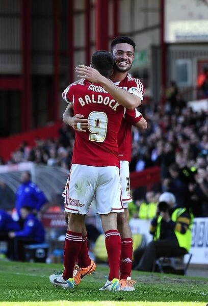 Bristol City's Sam Baldock and Derrick Williams Celebrate Goal Against Notts County, 2014