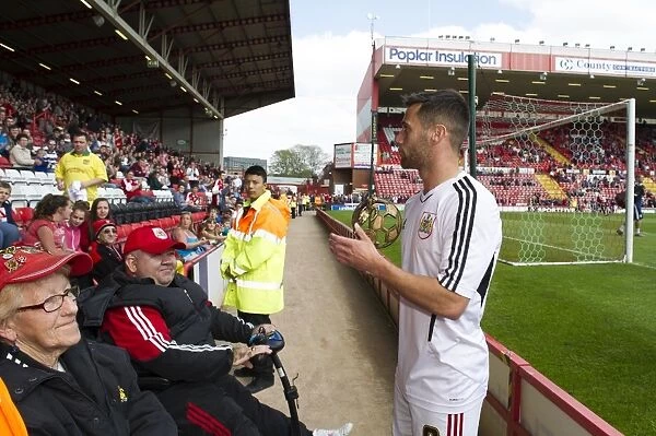 Bristol City's Sam Baldock Receives Player of the Season Award from Disabled Supporter Rob Wood at Ashton Gate, 2014
