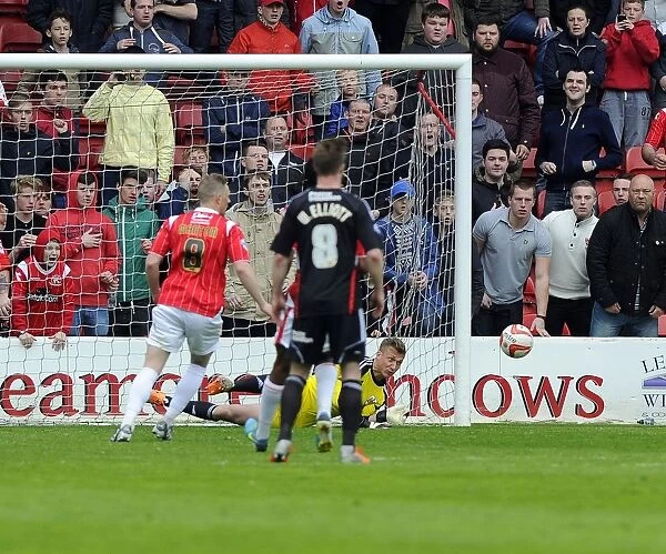 Bristol City's Simon Moore Saves Walsall's Sam Mantom's Penalty at Banks Stadium, Sky Bet League One (12 April 2014)