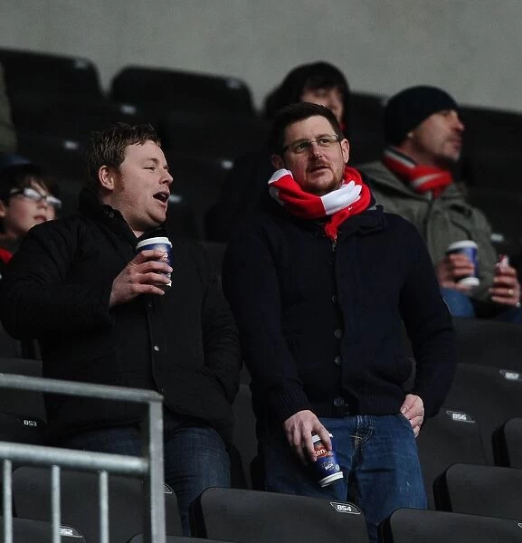 Passionate Bristol City Fans in Action at Stadium MK during MK Dons vs. Bristol City Football Match, Sky Bet League One