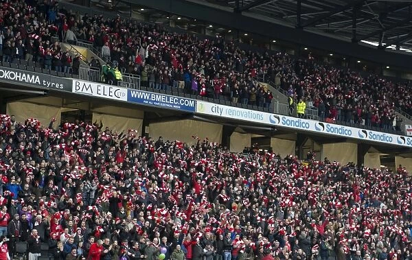 Sea of Scarves: A Sea of Passionate Bristol City Fans at MK Dons Match, February 2015