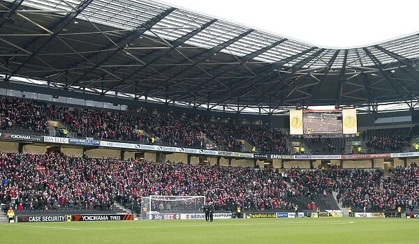 Sea of Scarves: A Unified Display of Bristol City Fans at Stadium MK