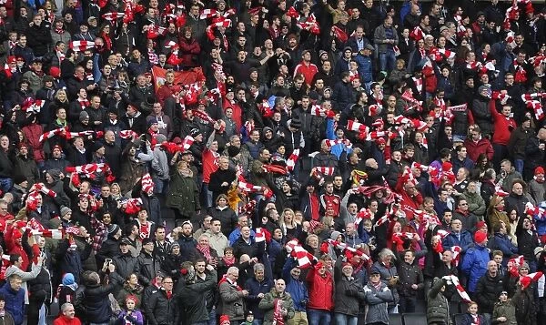 Sea of Scarves: Unified Support of Bristol City Fans at MK Dons Match, February 2015