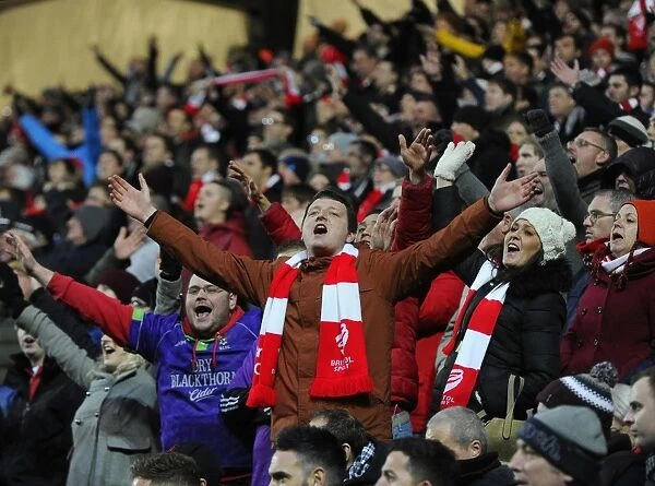 Unwavering Support: A Sea of Bristol City Fans at MK Dons vs. Bristol City, Sky Bet League One (07.02.2015)