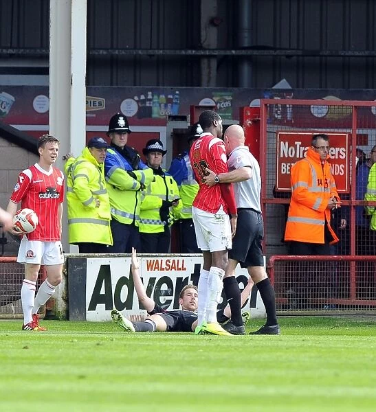 Walsall's Michael Ngoo Pushes Scott Wagstaff: Yellow Card Controversy in Walsall vs. Bristol City Football Match