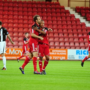 Brett Pitman and Bobby Reid Celebrate Goal for Bristol City against Dunfermline Athletic, August 2012