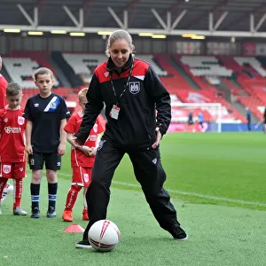 Bristol City FC: Vicky Barlow Teaches Ball Control to Youngsters during Bristol City v Blackburn Rovers Match
