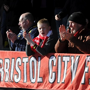Passionate Moments: Bristol City Fans in Action at Broadfield Stadium, Sky Bet League One Match, March 2015
