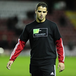 Stephen McLaughlin of Bristol City Wears Kick It Out Shirt in Football Match vs. Brentford, 2013