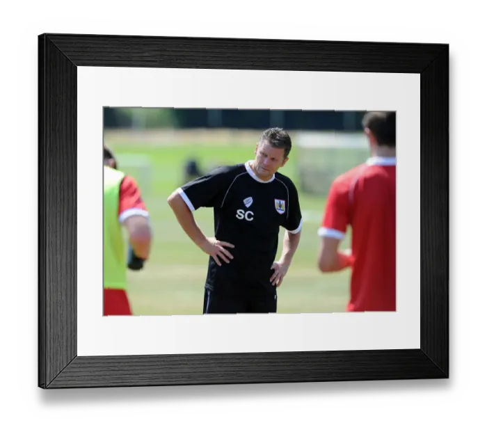 Framed Print : Steve Cotterill: Leading the Charge at Bristol City Training, July 2014 Framed Print : Steve Cotterill: Leading the Charge at Bristol City Training, July 2014