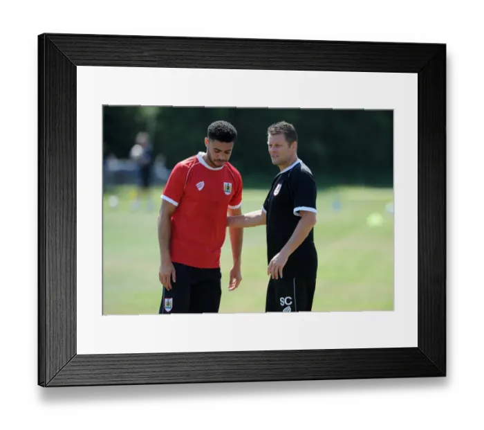 Framed Print : Bristol City Manager and Derrick Williams during Pre-Season Training (July 2014) Framed Print : Bristol City Manager and Derrick Williams during Pre-Season Training (July 2014)