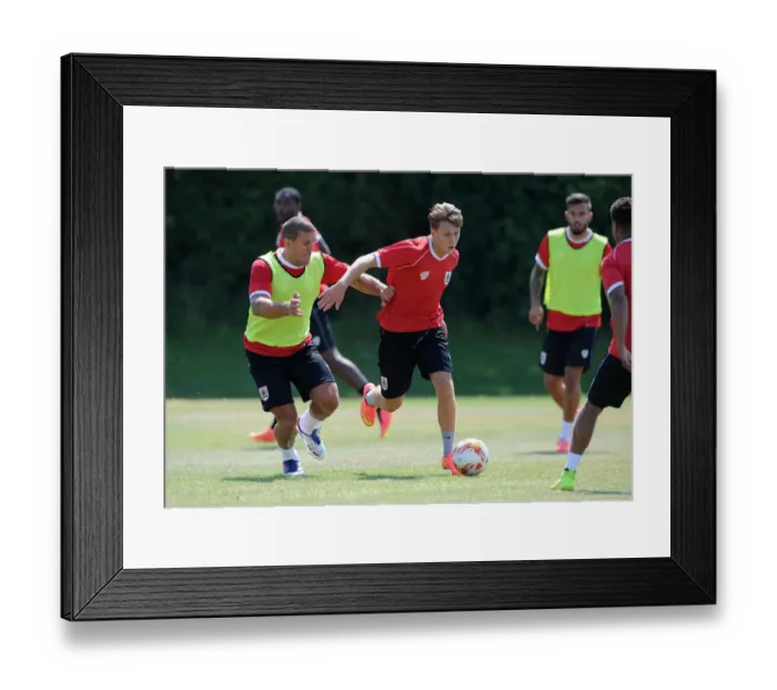 Framed Print : Bristol City Football Club: Luke Freeman vs. Adam El-Abd - Intense Training Clash (July 2, 2014)