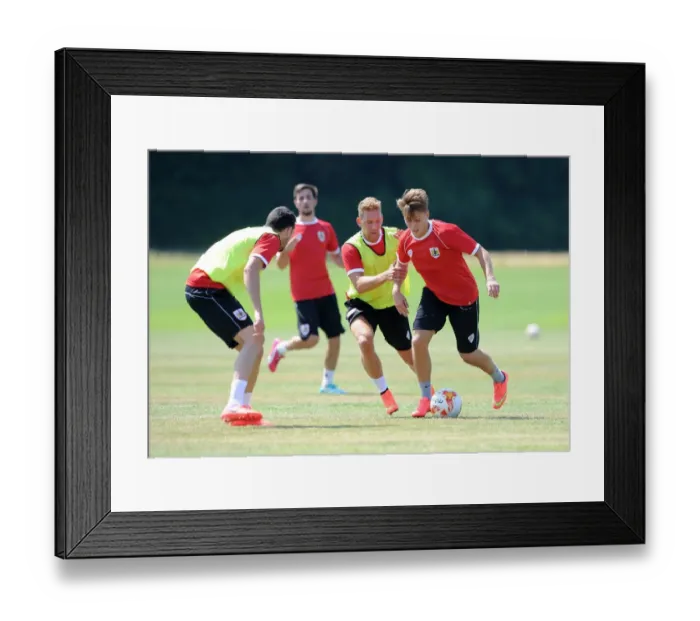 Framed Print : Bristol City FC: Luke Freeman vs. Scott Wagstaff - Intense Training Clash, July 2014 Framed Print : Bristol City FC: Luke Freeman vs. Scott Wagstaff - Intense Training Clash, July 2014