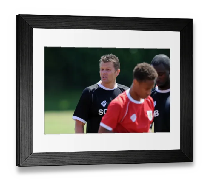 Framed Print : Bristol City Manager Steve Cotterill Leading Training Session, July 2014