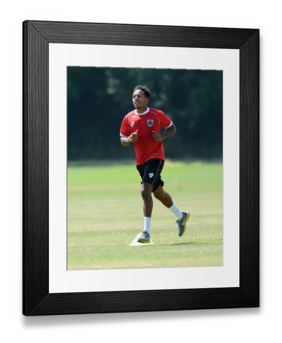 Framed Print : Bristol City's Korey Smith in Intense Focus During Training (July 2, 2014)
