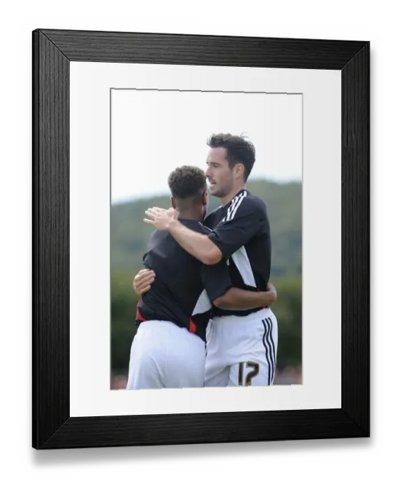 Framed Print : Bobby Reid and Greg Cunningham Celebrate Goal for Bristol City against Portishead Town, July 2014 Framed Print : Bobby Reid and Greg Cunningham Celebrate Goal for Bristol City against Portishead Town, July 2014
