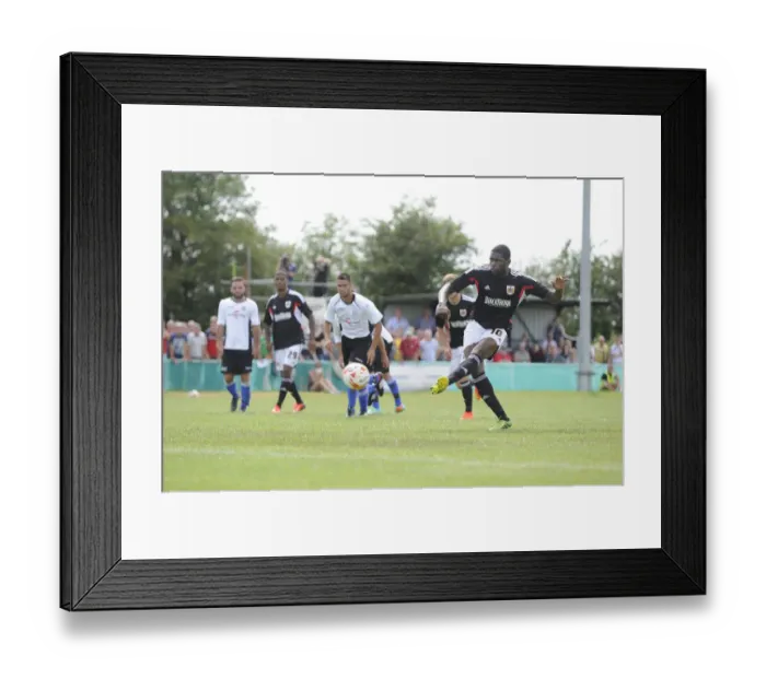 Framed Print : Jay Emmanuel-Thomas Scores Penalty for Bristol City against Portishead Town, July 2014 Framed Print : Jay Emmanuel-Thomas Scores Penalty for Bristol City against Portishead Town, July 2014