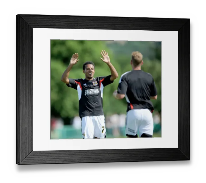 Framed Print : Korey Smith and Scott Wagstaff Celebrate Goal: Portishead Town vs. Bristol City Pre-Season Friendly, 2014