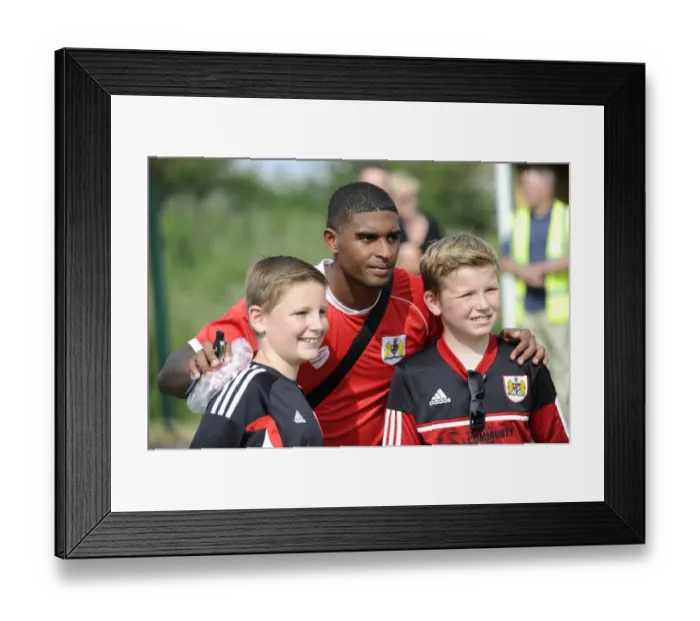 Framed Print : Mark Little's Debut: Bristol City Player Meets Fans at Portishead Town Pre-Season Friendly (05.07.2014)
