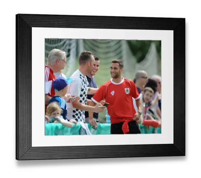 Framed Print : Bristol City's Sam Baldock Shares a Laugh with Fans Before Portishead Town Match, 2014 Framed Print : Bristol City's Sam Baldock Shares a Laugh with Fans Before Portishead Town Match, 2014