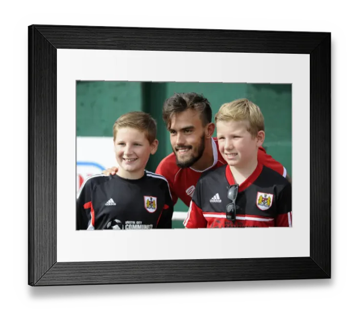 Framed Print : Marlon Pack of Bristol City Mingles with Fans after Portishead Town Match, July 2014