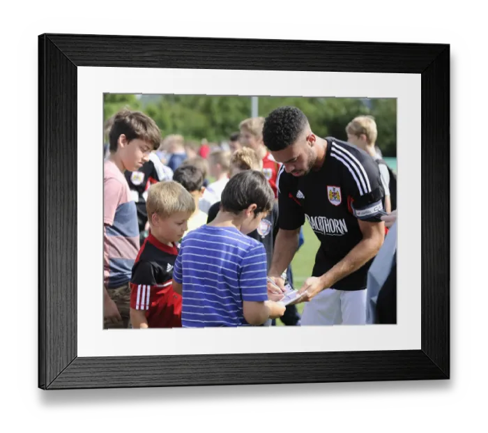 Framed Print : Bristol City's Derrick Williams Signs Autographs at Portishead Town Pre-Season Friendly Framed Print : Bristol City's Derrick Williams Signs Autographs at Portishead Town Pre-Season Friendly