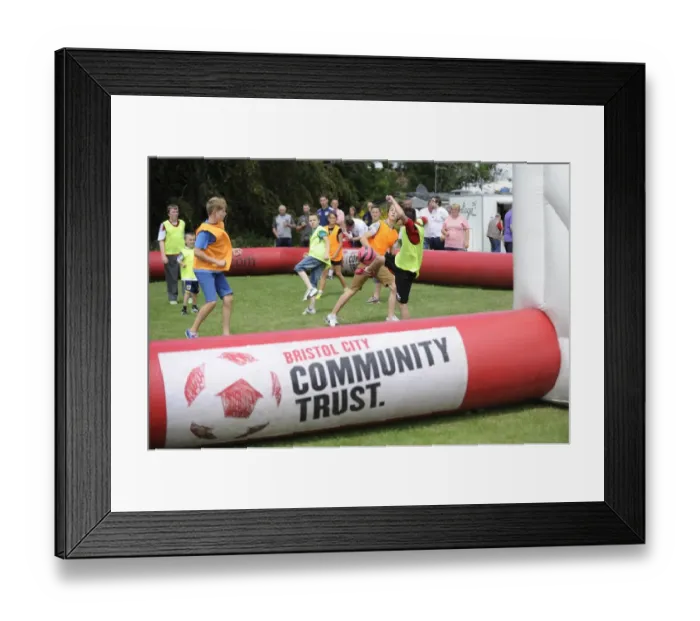 Framed Print : Pre-Season Friendly: Portishead Town vs. Bristol City - Inflatable Pitch Training Framed Print : Pre-Season Friendly: Portishead Town vs. Bristol City - Inflatable Pitch Training