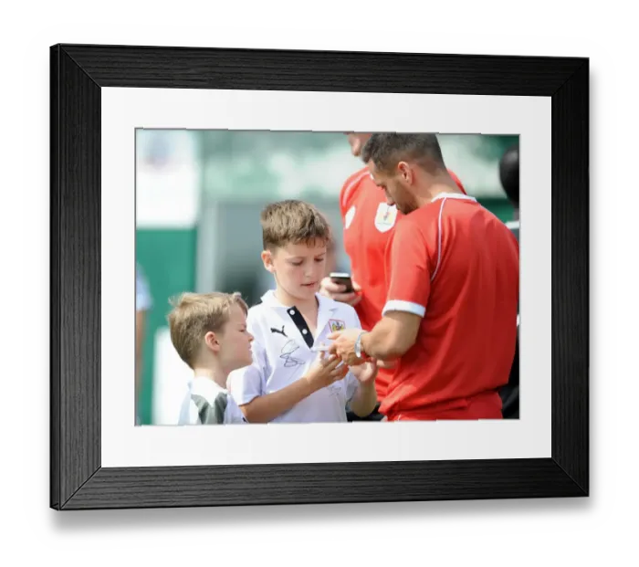 Framed Print : Bristol City's Sam Baldock Signs Autographs at Portishead Town Pre-Season Friendly Framed Print : Bristol City's Sam Baldock Signs Autographs at Portishead Town Pre-Season Friendly