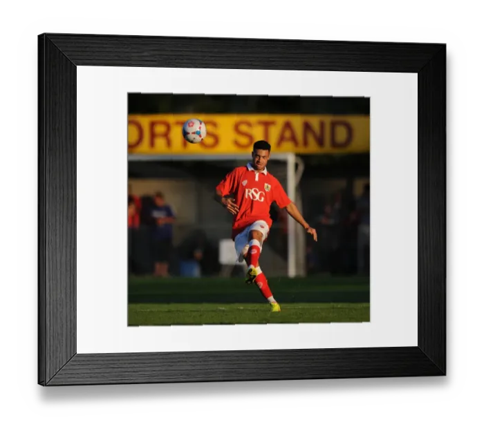Framed Print : Bristol City's Derrick Williams in Action at Woodspring Stadium (09.07.2014) Framed Print : Bristol City's Derrick Williams in Action at Woodspring Stadium (09.07.2014)