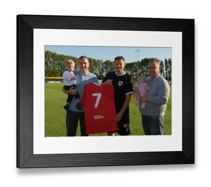 Framed Print : Pre-Season Friendly: Weston Super Mare vs. Bristol City at Woodspring Stadium (09.07.2014) - Sponsored by Popular Insulation