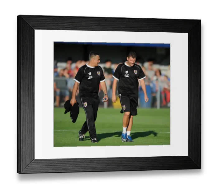 Framed Print : Steve Cotterill and John Pemberton at Weston-super-Mare's Woodspring Stadium: Pre-Season Friendly, 2014 (Image by Dougie Allward / JMP) Framed Print : Steve Cotterill and John Pemberton at Weston-super-Mare's Woodspring Stadium: Pre-Season Friendly, 2014 (Image by Dougie Allward / JMP)