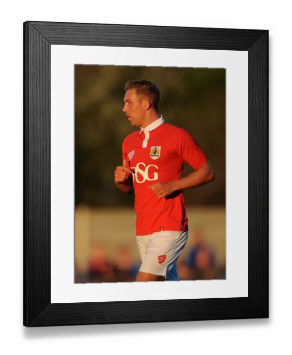 Framed Print : Scott Wagstaff of Bristol City in Action at Weston Super Mare's Woodspring Stadium (09.07.2014)