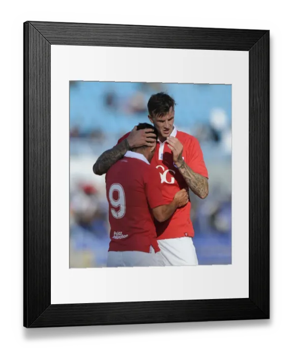 Framed Print : Bristol City's Sam Baldock and Aden Flint Celebrate Goal: Extension Gunners vs. Bristol City (2014)