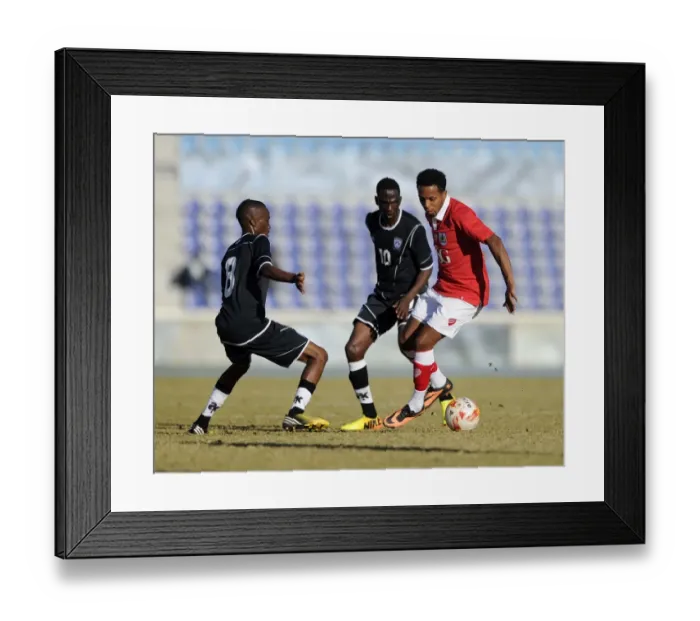 Framed Print : Clash in Gaborone: Korey Smith vs Extension Gunners Defenders Framed Print : Clash in Gaborone: Korey Smith vs Extension Gunners Defenders