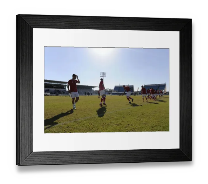 Framed Print : Bristol City Footballers Warm Up Ahead of Extension Gunners Clash in Botswana, 2014 Framed Print : Bristol City Footballers Warm Up Ahead of Extension Gunners Clash in Botswana, 2014